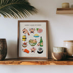 hawaii sushi sticker sheet framed
