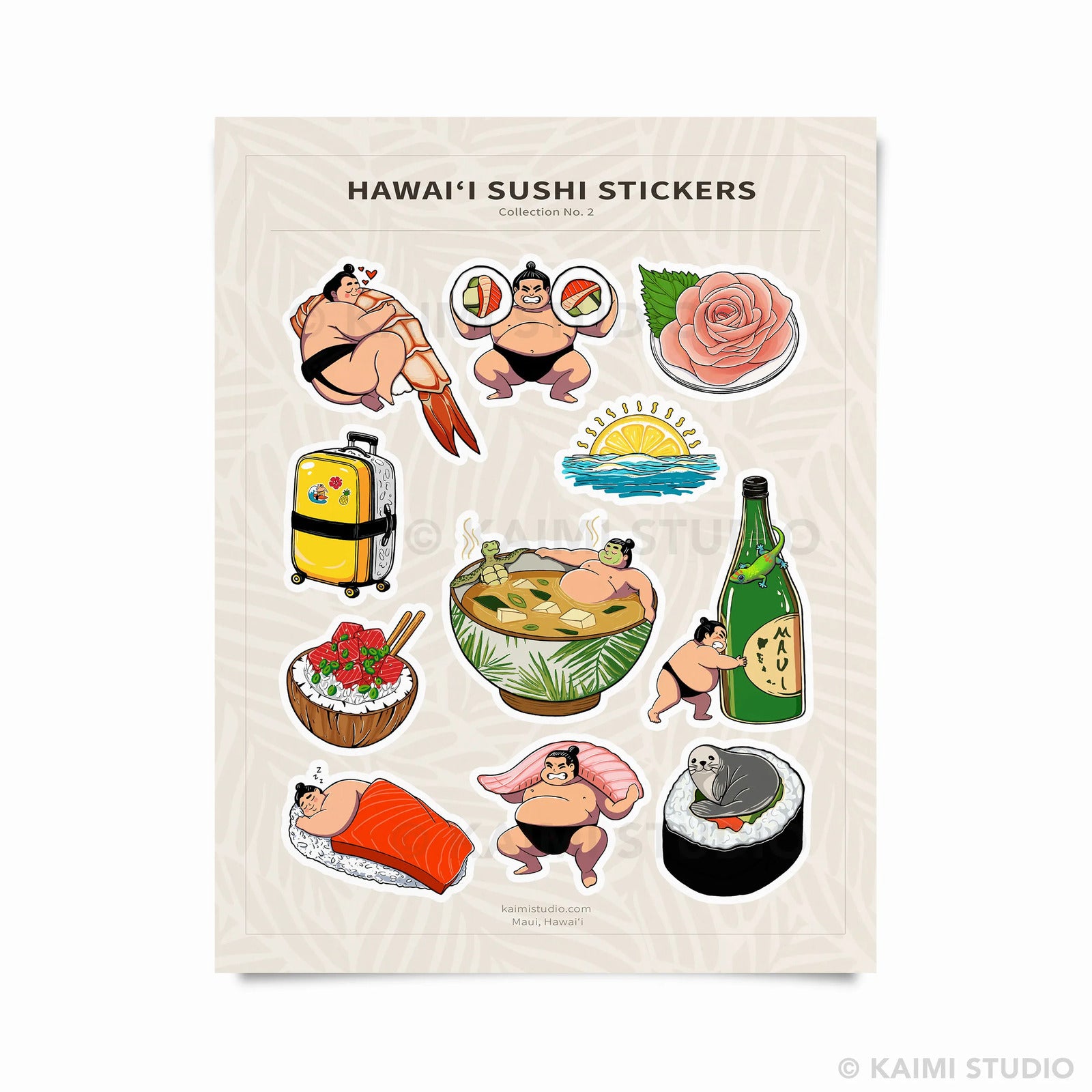 hawaii sushi sticker sheet