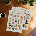hawaii sushi sticker sheets on desk