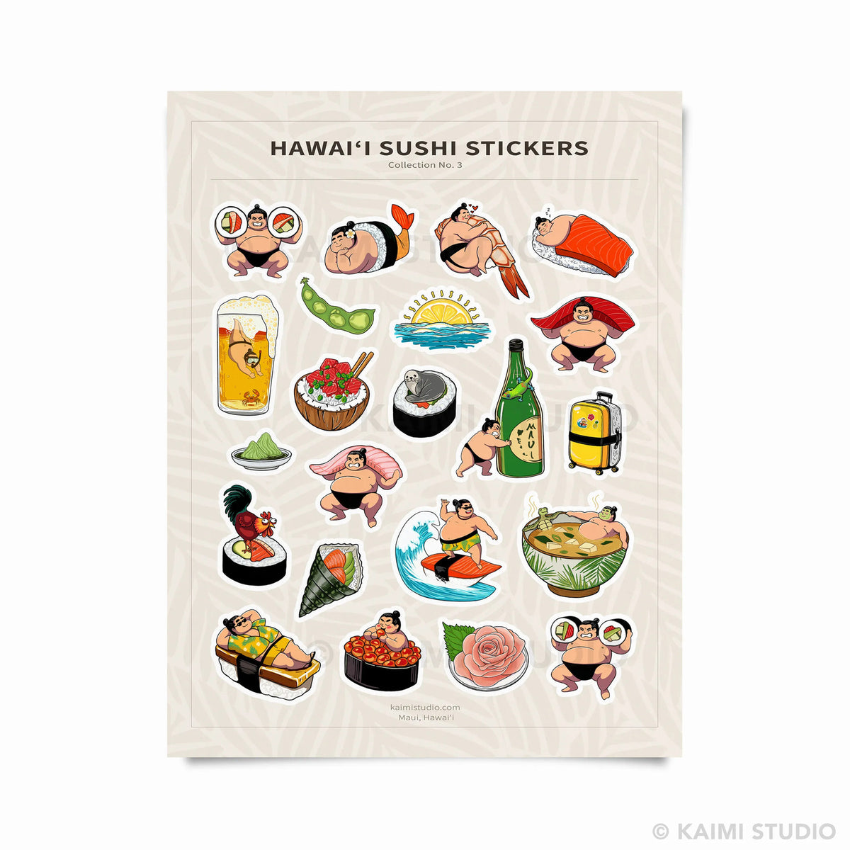 hawaii sushi sticker sheet