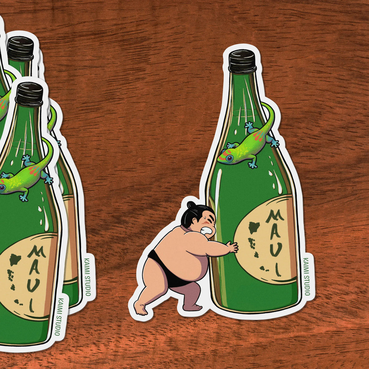hawaii sushi stickers on wood