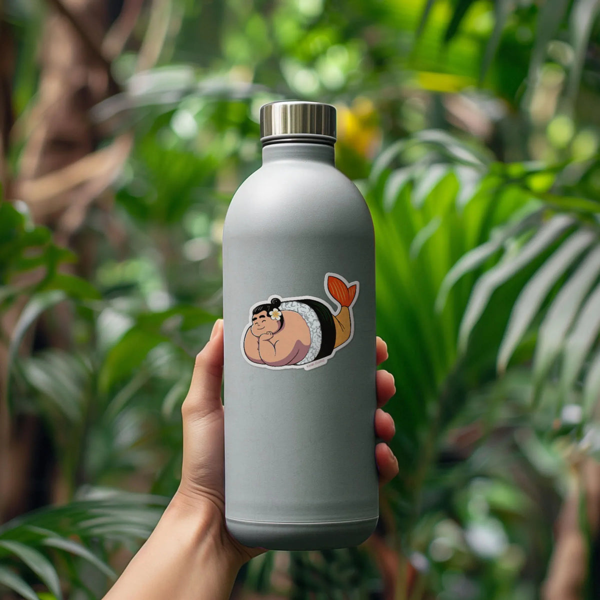hawaii sushi stickers on bottle