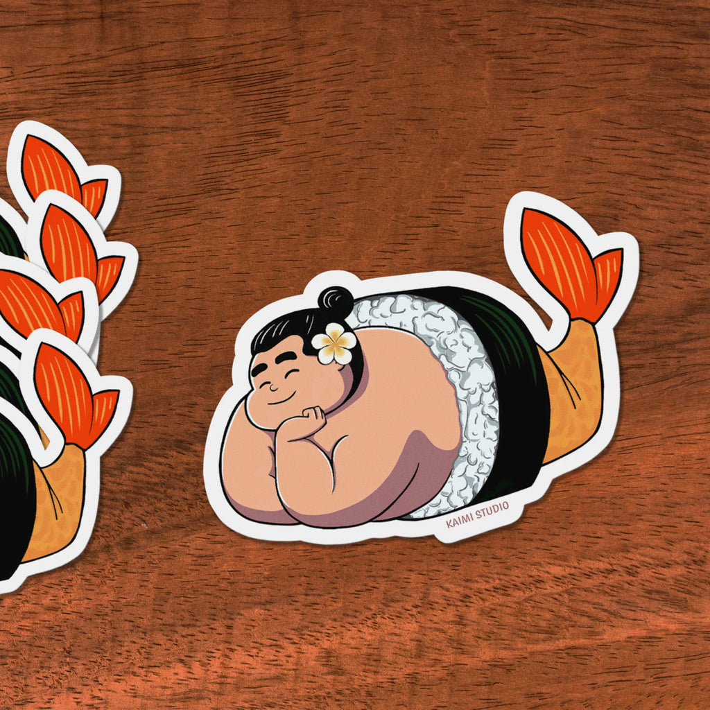 hawaii sushi stickers on desk