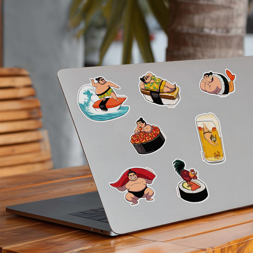 hawaii sushi sticker on laptop