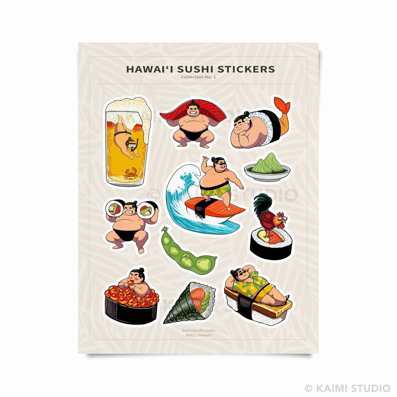 hawaii sushi sticker sheet