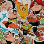 hawaii sushi stickers pile